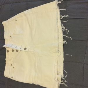 Highrise mini white denim skirt